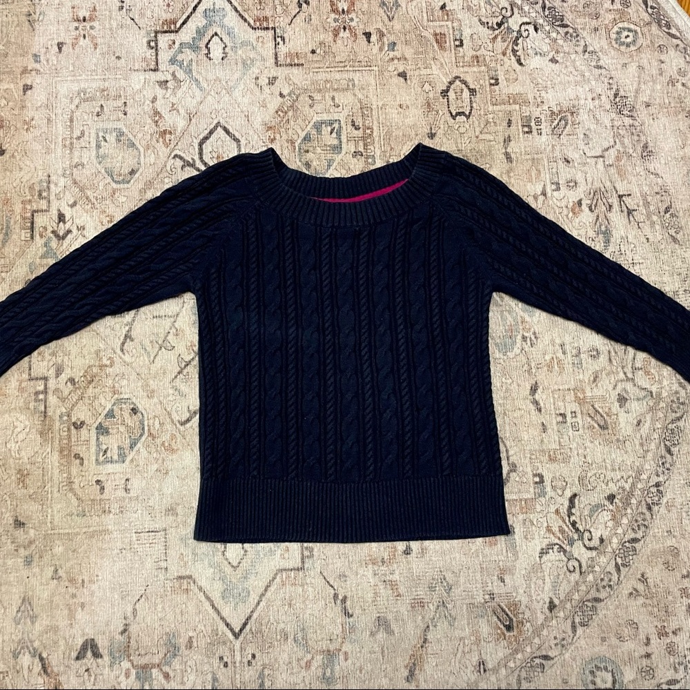 JCP Navy Cable Knit Sweater - Picture 6 of 6